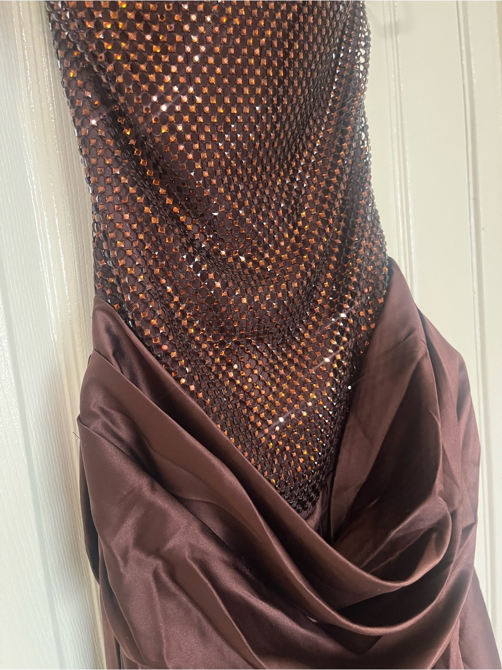 Brown BabyBoo Sequin Draped Corset Mini Dress - Women